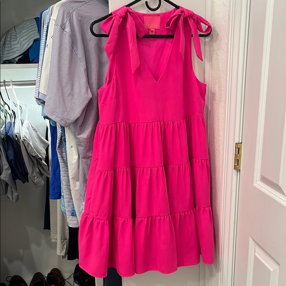 Lilly Pulitzer Fuchsia pink Mini swing dress with bows, pockets - Small - Picture 1 of 8